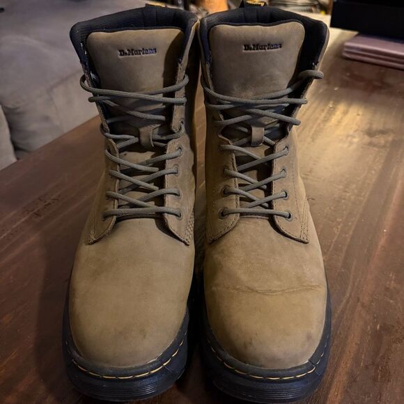 Dr. Doc Martens Taupe Brown Crewson Neubuck Leather Lace-Up Boots Size 11M - Picture 3 of 10